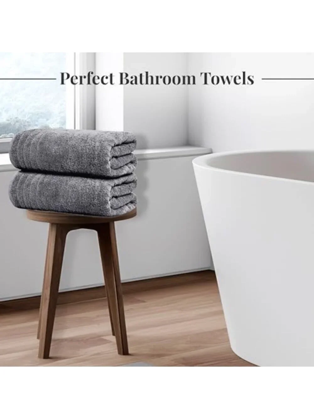 8-Piece Dark Grey Towel Set - 2 XL Bath Towels, 2 Hand Towels, 4 Washcloths